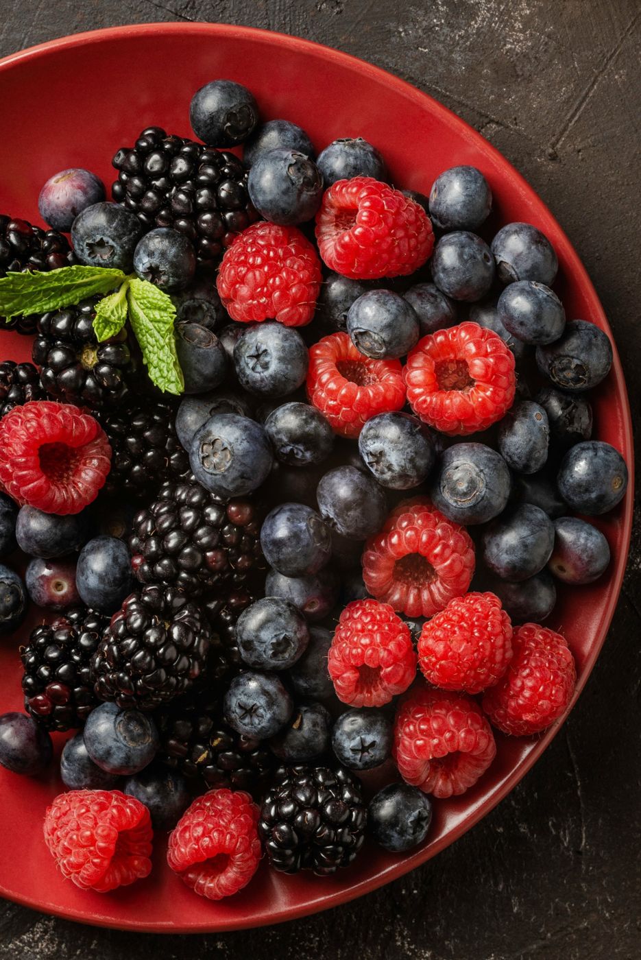 Blueberries, raspberries and blackberries
