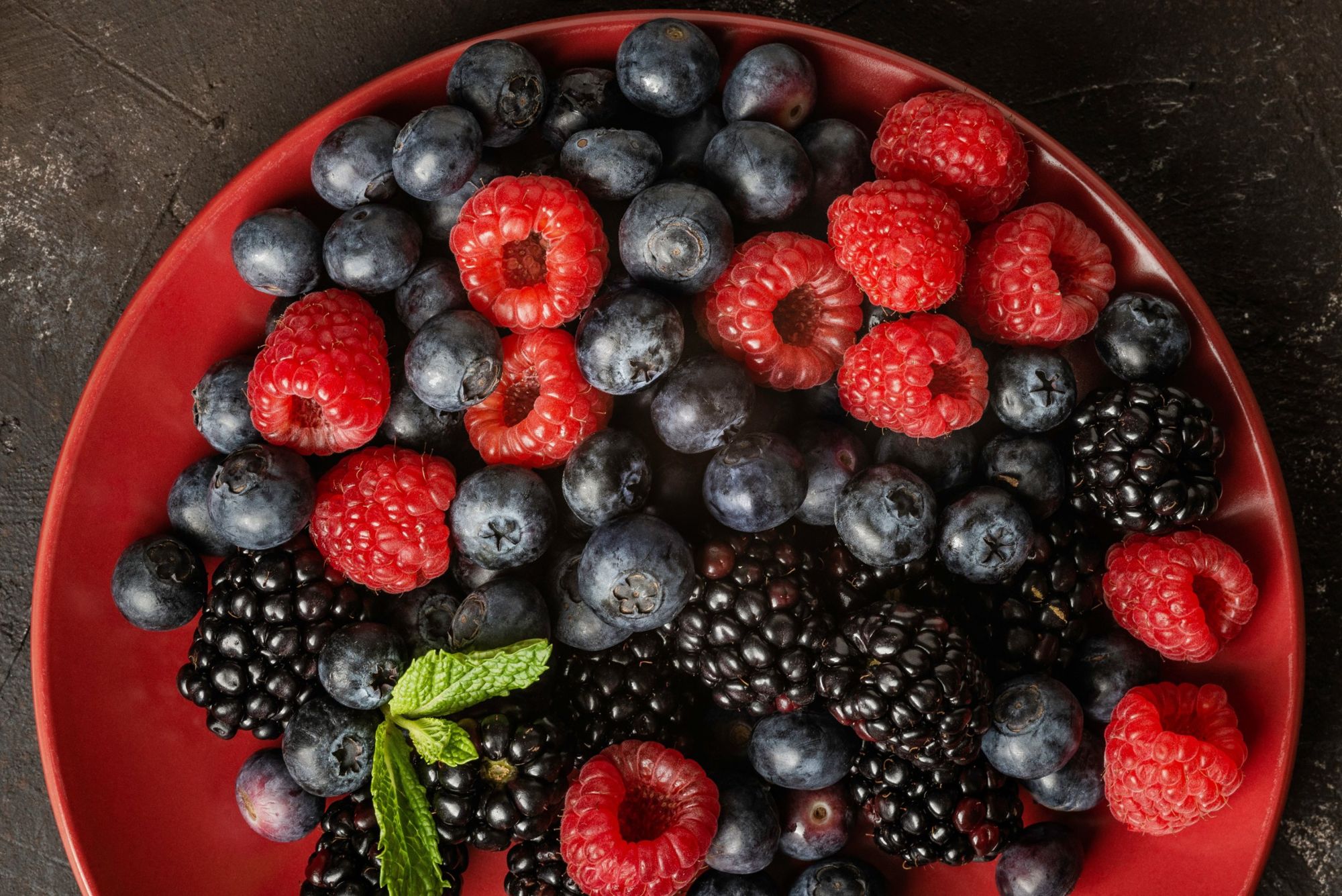 Blueberries, raspberries and blackberries